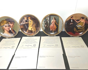 80s Knowles Norman Rockwell 8.5” Collector Plates Art Choose The One You Love (B)