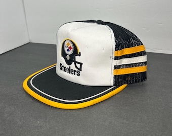 Pittsburgh Steelers Vintage 80s-90s Snap Back Adjustable Truckers Ted Fletcher Tri Stripe Hat NFL