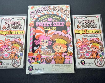 1981 Sugar & Spice NEW SEALED Scratch N Stiff Sweet Shop Play Set / Magic Transfers One Sealed / One New Opened Pack
