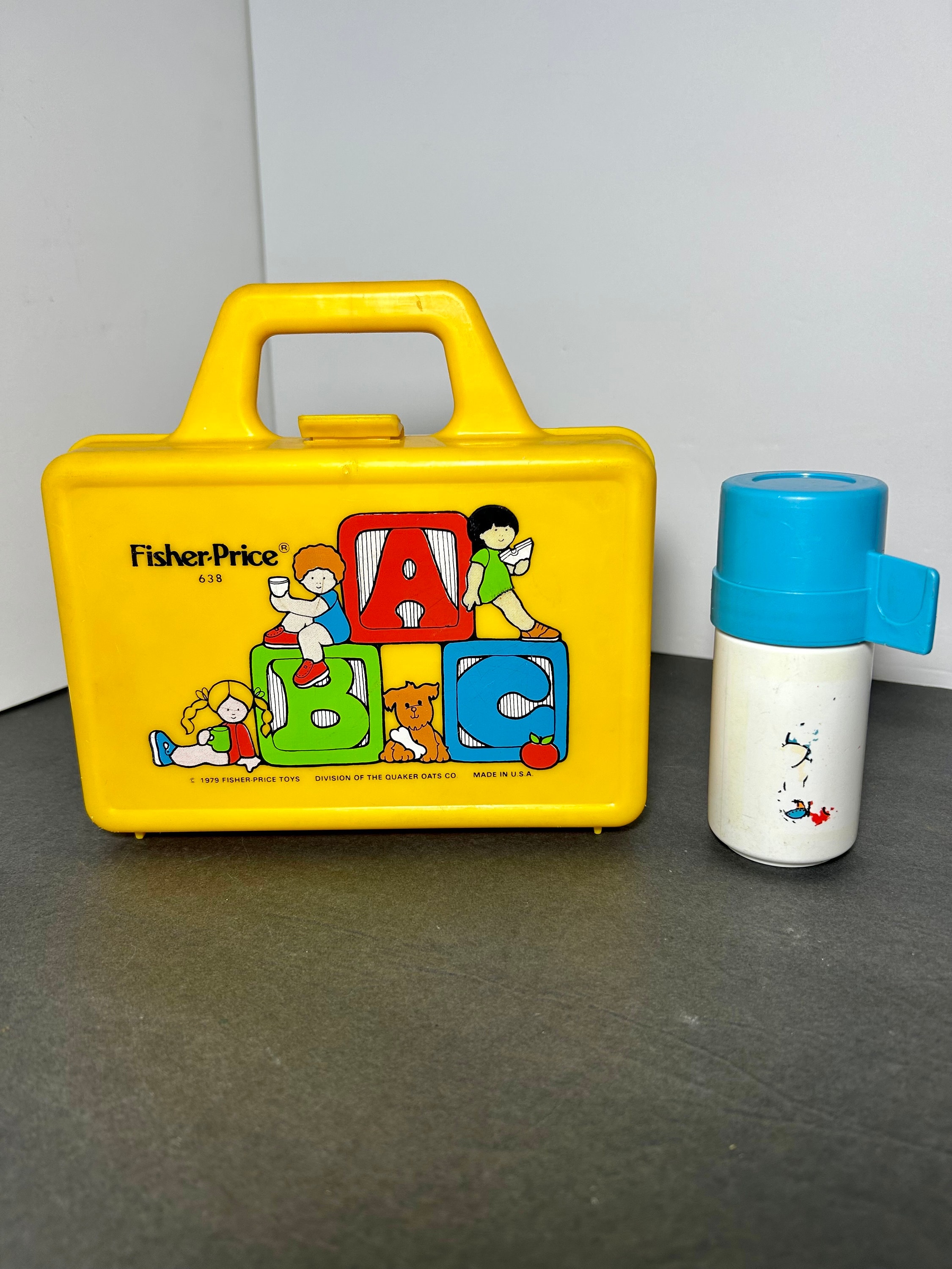 1979 Fisher Price ABC Yellow Lunch Box With Thermos 638 - Etsy