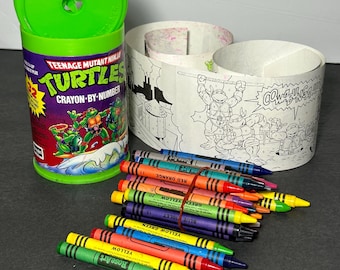 1991 Teenage Mutant Ninja Turtles Crayon By Number Set Rose Art Used Complete