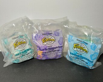 90s McDonald’s Flinstones Happy Meal Toys Village House Cars Fred Barney Wilma Betty Dino Pebbles Bam Bam