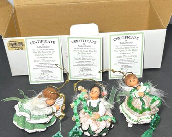 Vintage Ashton Drake Irish Blessings Christmas Heirloom Ornaments Complete in Original Box Certificates Decorations