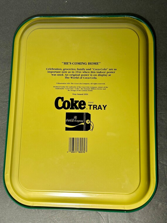 90s Coca Cola “he's Coming Home Tomorrow” Tin Coke Tray 1991 - Etsy