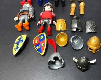 Lot PLAYMOBIL Vintage Médiéval - Drapeau Jaune, Chevaliers, Lys (Sets 3652/3674) 1993 | Occasion