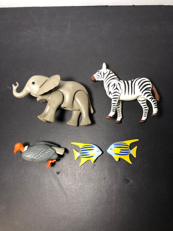 Playmobil années 90 Geobra Animaux Éléphant Poisson Zèbre 