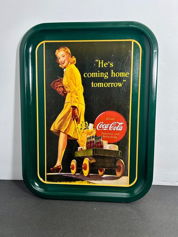 90s Coca Cola “he's Coming Home Tomorrow” Tin Coke Tray 1991 - Etsy