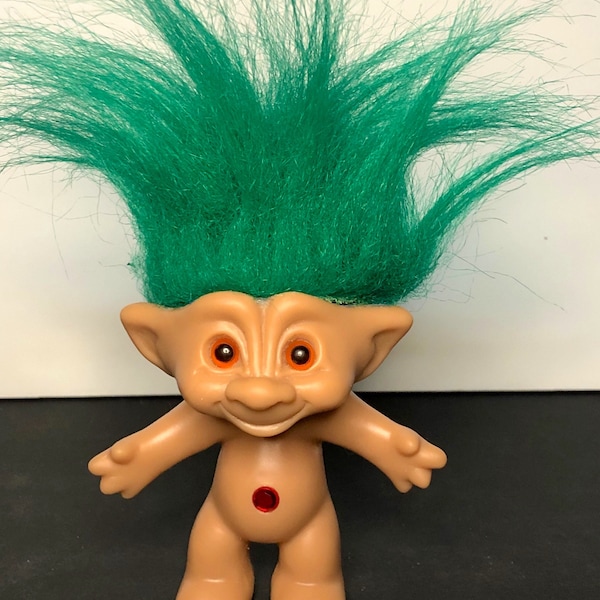 Ace Novelty Treasure Troll Doll Wishstone Green Hair Rare