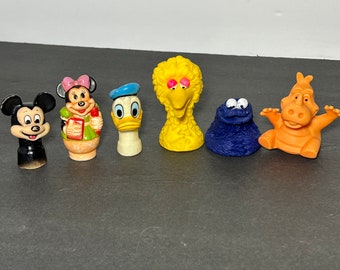 Vintage Finger Puppets Disney Muppets Big Bird Cookie Monster Mickey Donald Duck Minnie