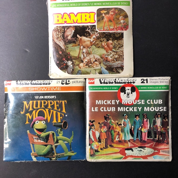 70s Sealed View Master Reels Muppet Movie Bambi Mickey Mouse Club Choose The One You Love GAF Pictures Images