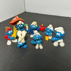 Smurfs PVC Figures Lot of 7 Peyo Bully Made in West Germany 2”