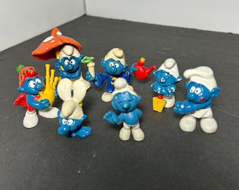 Smurfs PVC Figures Lot of 7 Peyo Bully Made in West Germany 2”