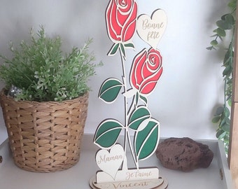 Rose éternelle droite - idée cadeau toutes événement, Nounou, fêtes des mères, mamie, st valentin, maitresse Rose éternelle personnalisé