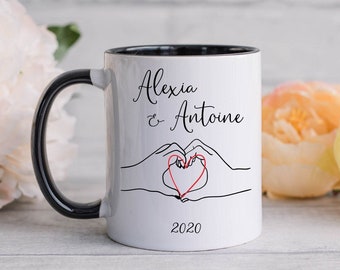 Tazza per coppia da personalizzare con nomi - Regalo di coppia - San Valentino - Matrimonio - Fidanzamento - Coppia innamorata - Amore