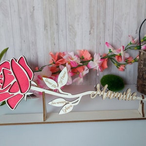 Wooden rose on stand - Christmas gift idea, Colleague, Nanny, Mother's Day, grandma, Valentine's Day, mistress Personalized eternal rose