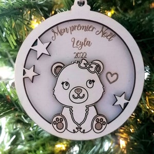 Personalisierte Elefanten-Weihnachtskugel mein erstes Weihnachten personalisierbar mit Vornamen Baby-Souvenirs petit ours