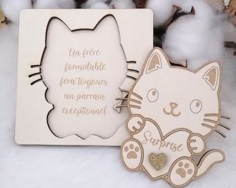 Carte personnalisée annonce grossesse en bois – Demande Parrain, Marraine ou autre – Cadeau original future maman
