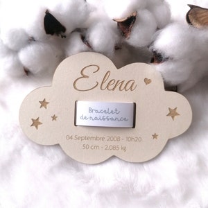 Carte de naissance personnalisable pour bracelet bébé  -  souvenirs de naissance personnalisé - Cadeau de Naissance
