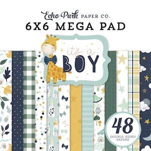 BLOC DE PAPIER Mega pad 15.2x15.2cm - It's a Boy - Echo Park