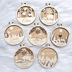 Palline di Natale personalizzate - Decorazione per l&#39;albero - Incisione e taglio laser -