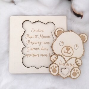 Carte personnalisée annonce grossesse en bois – Demande Parrain, Marraine ou autre – Cadeau original future maman
