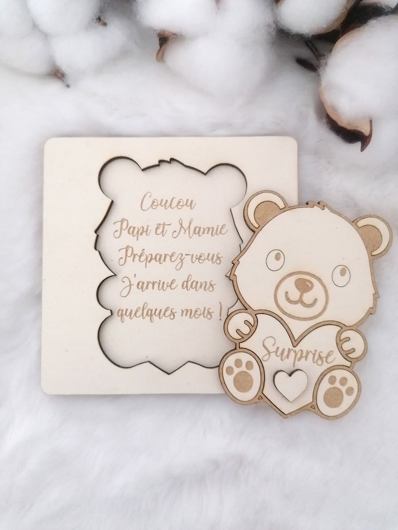 Carte personnalisée annonce grossesse en bois – Demande Parrain, Marraine ou autre – Cadeau original future maman image 2