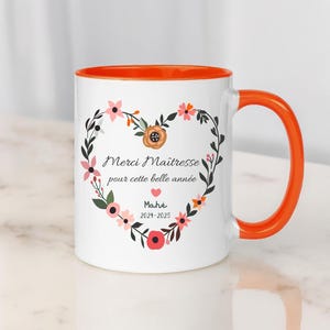 Teacher Mug - Classroom Assistant - Nanny - Personalized Mug - End-of-School-Year Gift Mug Orange et Blanc