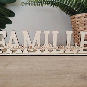 Personalized wooden Family Word with first names - Gift for Mom - Dad - Grandma - Mother&#39;s Day