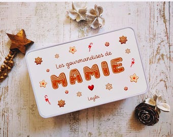 Personalized Cookie Tin - Candy Box for Nanny, Grandma, Grandpa - Christmas Cookie Tin - Christmas Gift - Cake Tin
