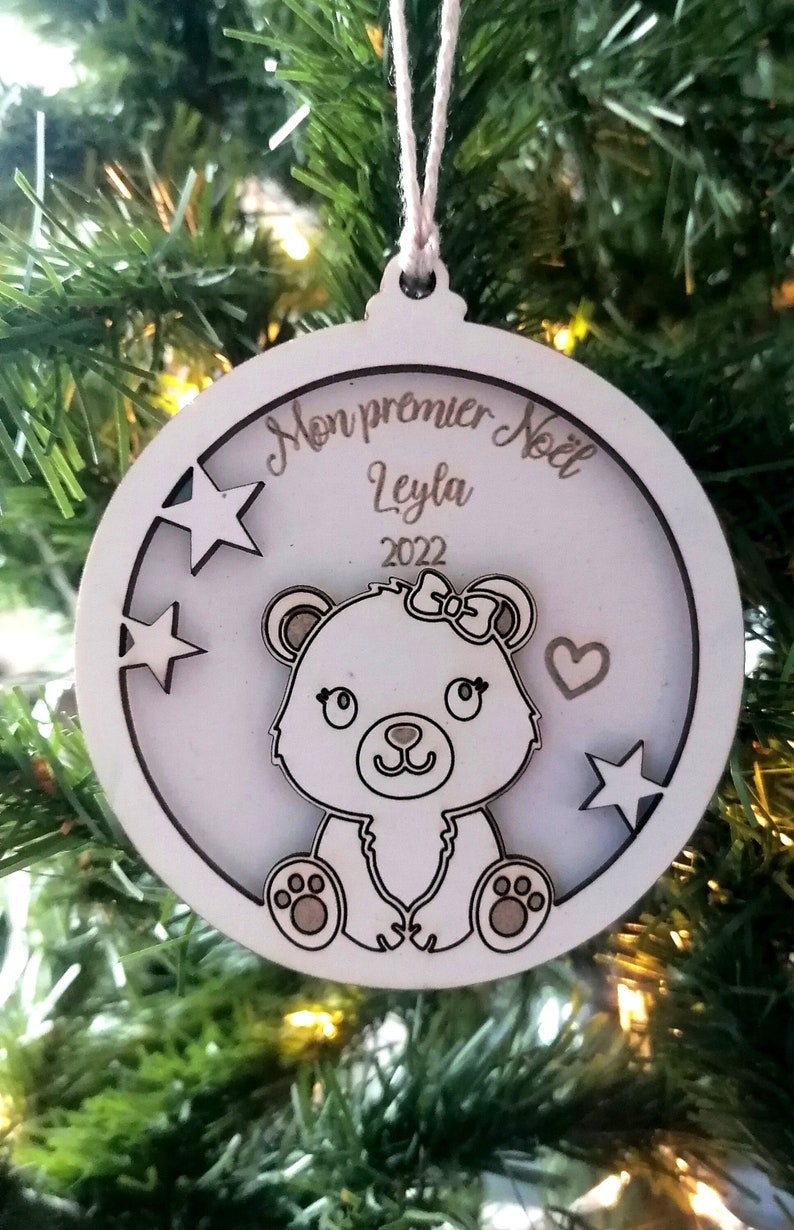 Personalisierte Elefanten-Weihnachtskugel mein erstes Weihnachten personalisierbar mit Vornamen Baby-Souvenirs petit ours