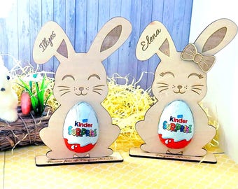 Wooden Easter Egg Holder for Kinder Chocolate, Personalized Easter, Children's Gift and Great Gift Idea | Easter | Easter