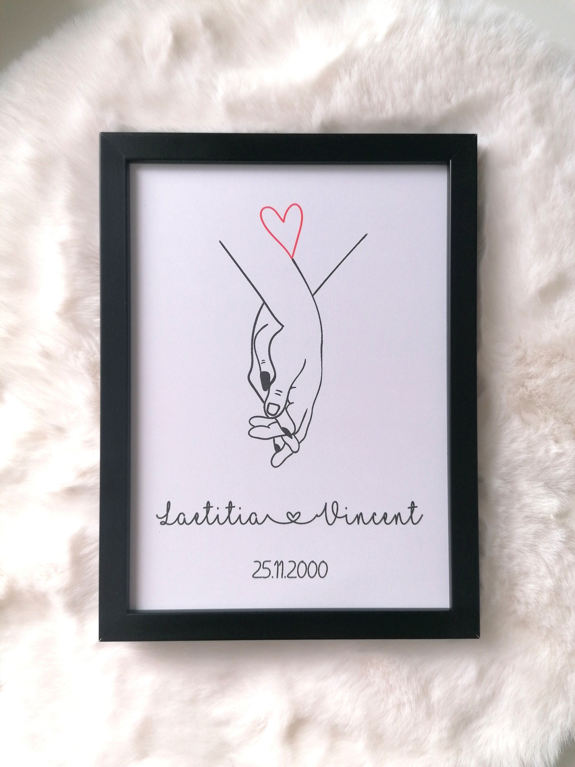 Cadre et Affiche couple personnalisable avec prénoms et date de ...