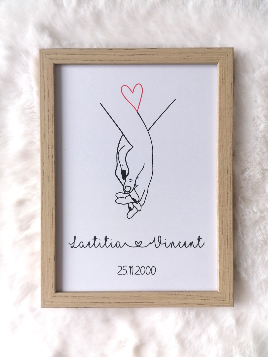 Cadre et Affiche couple personnalisable avec prénoms et date de ...