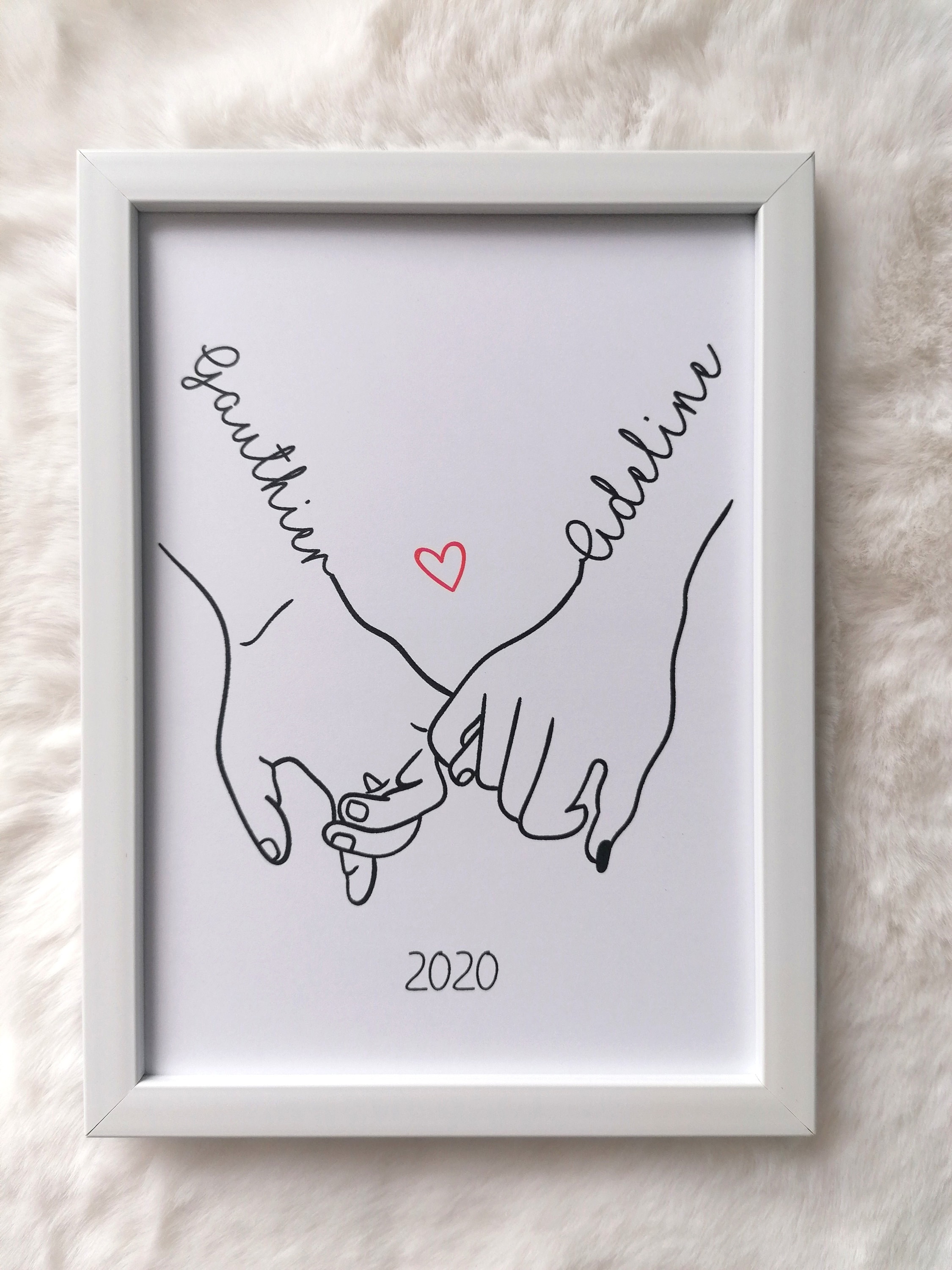 Cadre et Affiche couple personnalisable avec prénoms et date de ...