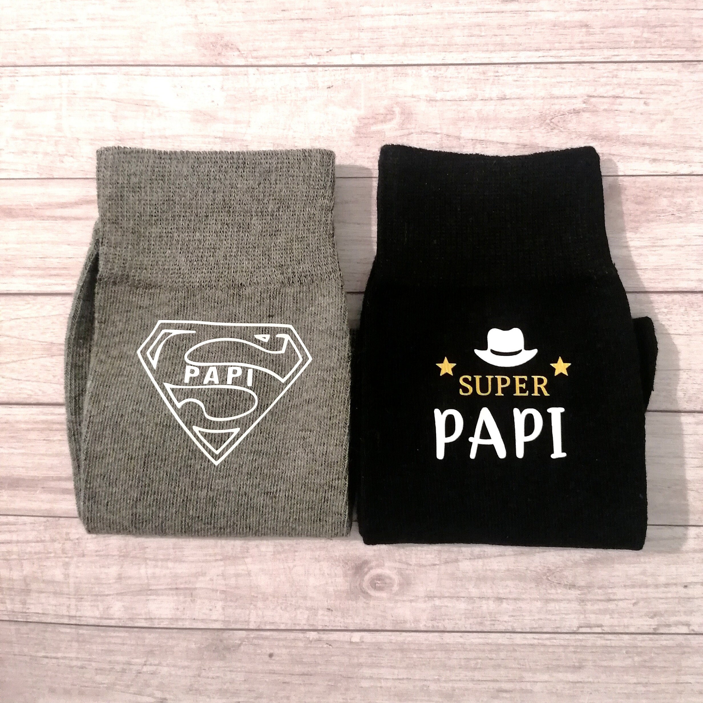 pack tee shirt super papi de + chaussettes super papi, cadeau papi, fête  des papis, fête des grand pères
