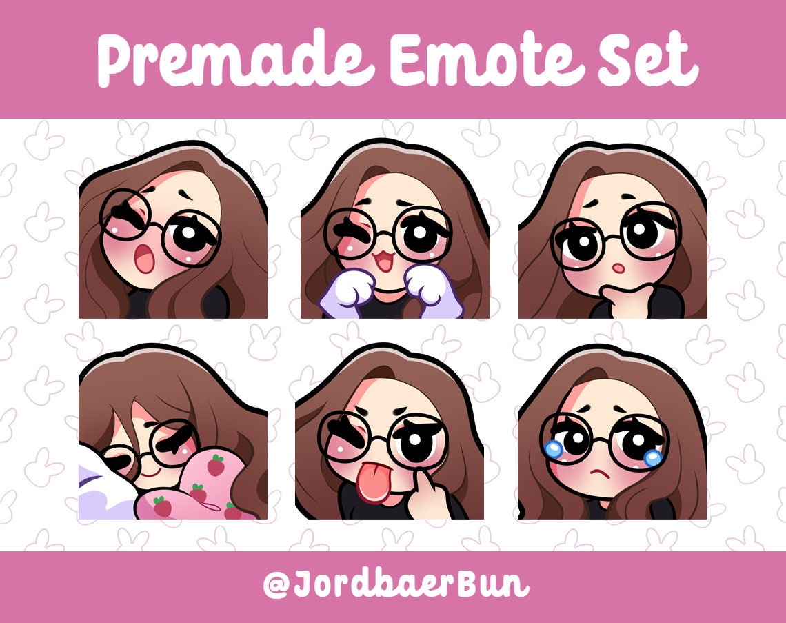Brown Hair Glasses Emotes Twitch Cute Chibi Girl Glasses Brown Etsy