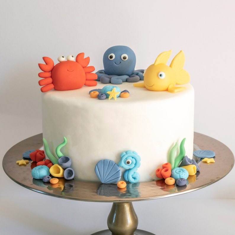 Cute Sea Animals Fish Crab and an Octopus Cake Toppers. Under Etsy