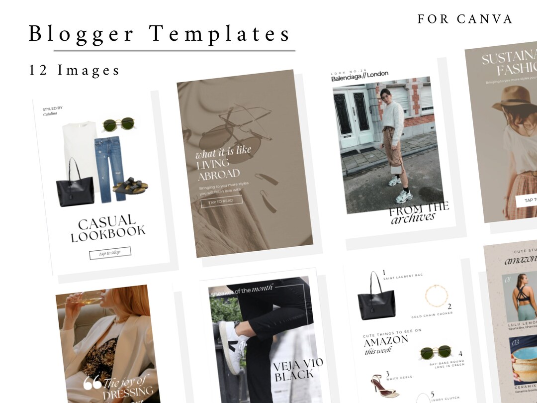 Fashion Blogger Pinterest Templates Editable Canva Templates - Etsy