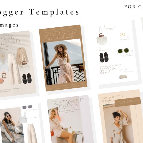 Fashion Blogger Pinterest Pins - Editable Canva Templates