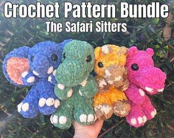 The Safari Sitters 4 in 1 Bundle - Amigurumi PDF Häkelanleitung