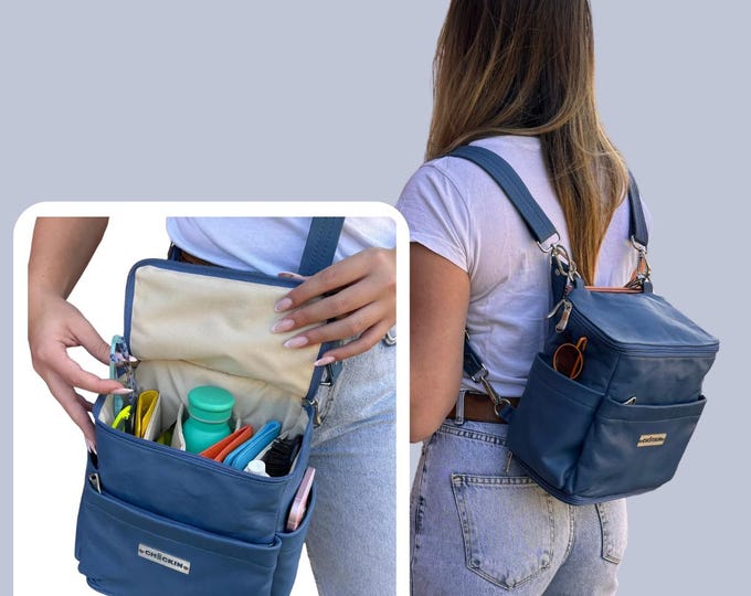 Multi-Compartment Genuine Leather Handbag | iPad 10.2" compatible |  Travel Backpack  | Everyday Shoulder Bag | Adjustable Cross-Body Bag