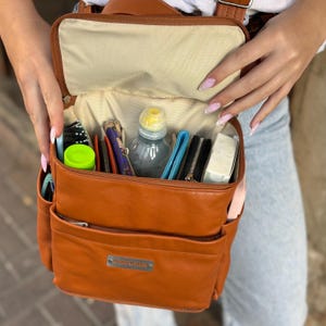 Smart-Reisetasche mit mehreren Taschen | Echtleder Rucksack | Praktische Jeden Tag Umhängetasche | Verstellbare Umhängetasche | Geschenkidee