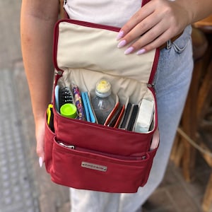Multi-Fach-Handtasche aus echtem Leder | iPad 10.2"kompatibel | Reiserucksack | Schultertasche für jeden Tag | Verstellbare Umhängetasche