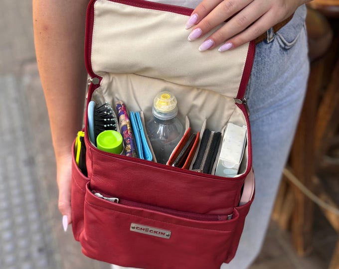 Multi-Compartment Genuine Leather Handbag | iPad 10.2" compatible |  Travel Backpack  | Everyday Shoulder Bag | Adjustable Cross-Body Bag
