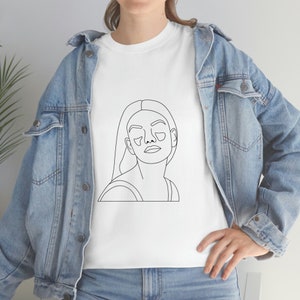 Line Art Minimalist Cotton T-Shirt (Unisex)