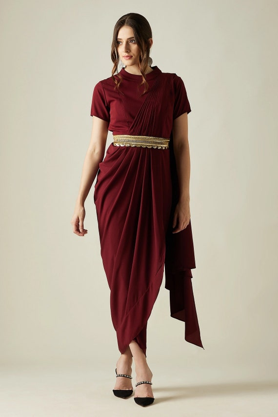 Pre-Draped Shaded Gown Sari - AD Singh