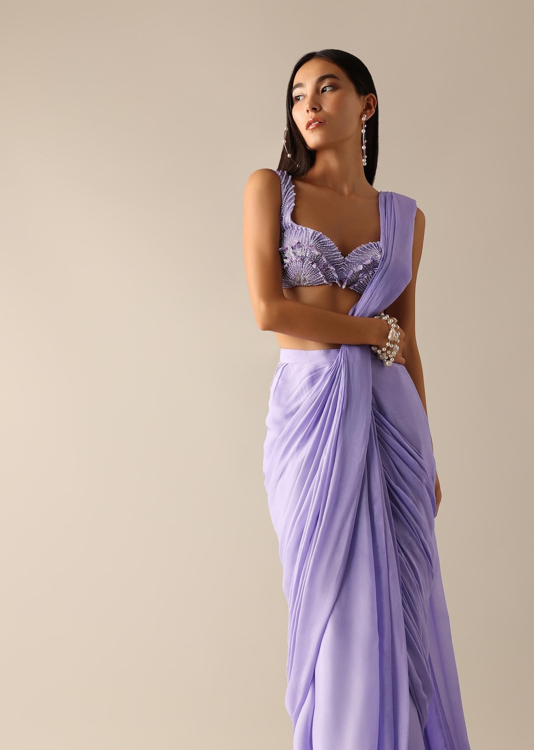 Peony Saree with Pleated Blouse