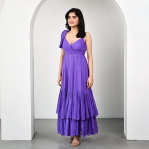 Stunning And Elegant, This Purple Georgette Long Dress Is Perfect For Wedding, Special Occasions, Festival, Party, Traditional & Engagements image 2