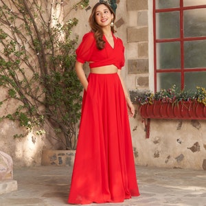 Designer Colorful Red Lehenga That Is Simplistic But Beautiful Dress in Indian Wear for your wedding, reception, sangeet, and cocktail hour.