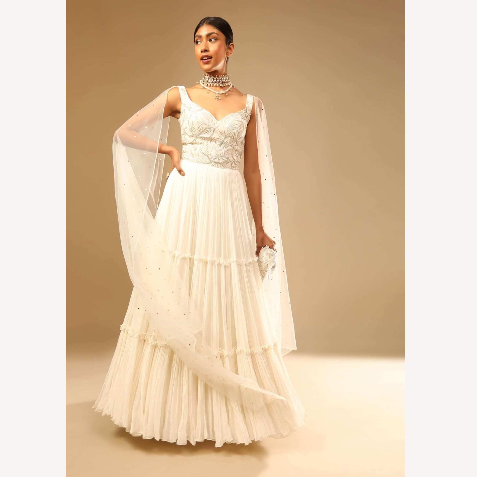 bollywood formal dresses Georgette Embroidery Dress with Dupatta & Belt| Party Wear| Bollywood Gown main image 1